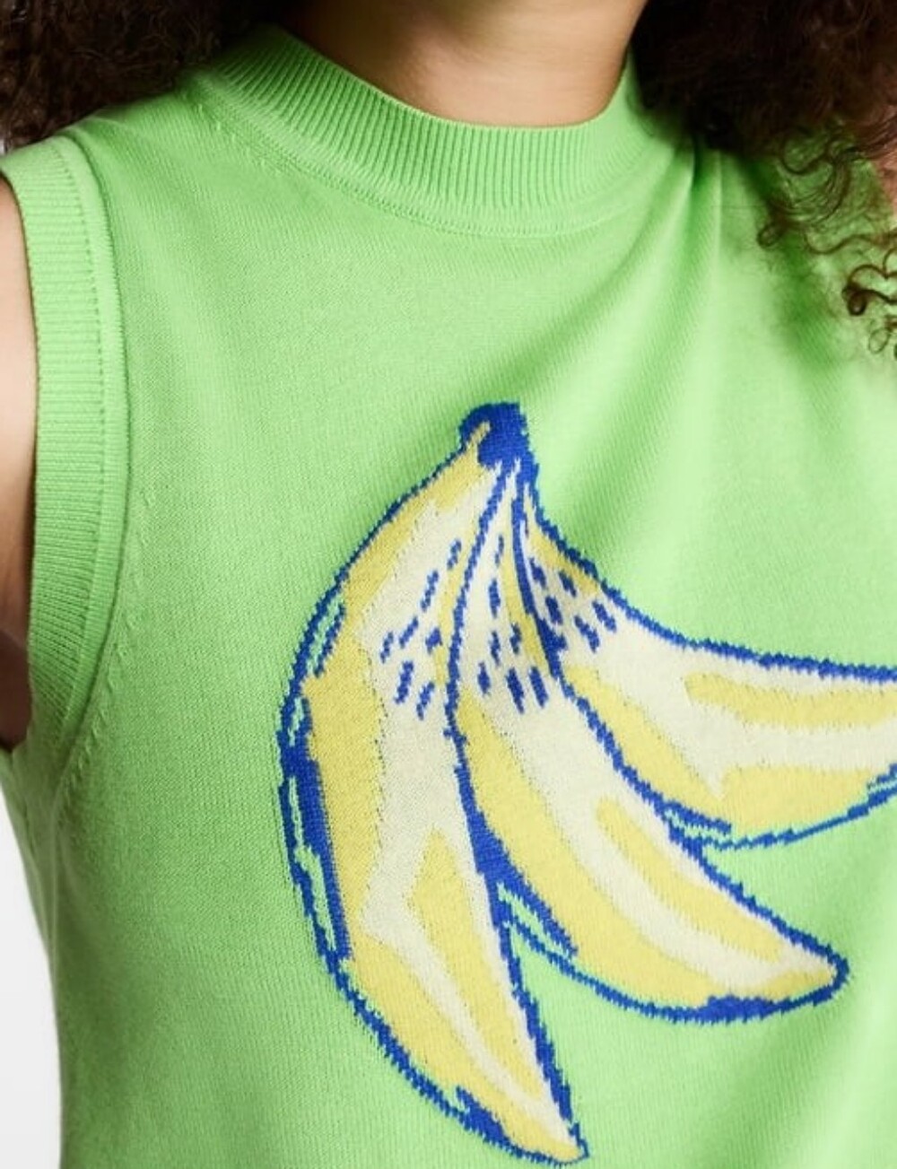 Sleeveless Banana Knit Tank Top Plus Size XXL - Green Yellow - Picture 9 of 16